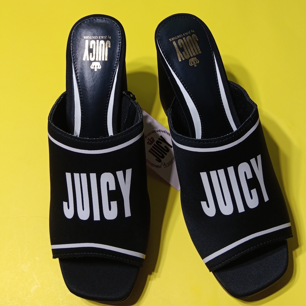 JUICY COUTURE Women's  Girly Black & White Heeled Sandals
